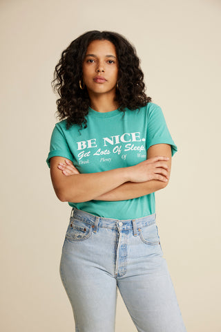 Be Nice T-Shirt - Faded Teal/White