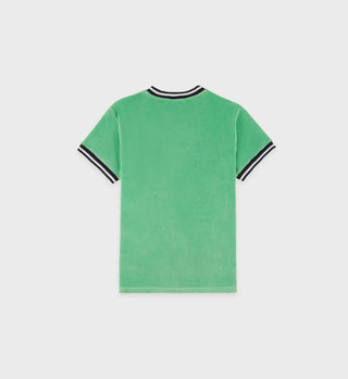 Italic Logo Embroidered V-Neck Tee - Verde/Navy