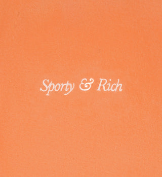 Italic Logo Velour Raglan Sweater - Peach/White