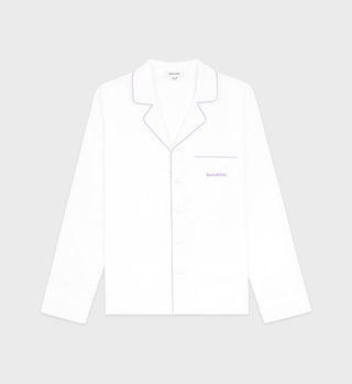 Serif Logo Pyjama Shirt - White/Lilac