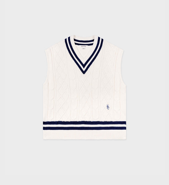 SRC Cableknit Vest - Cream/Navy