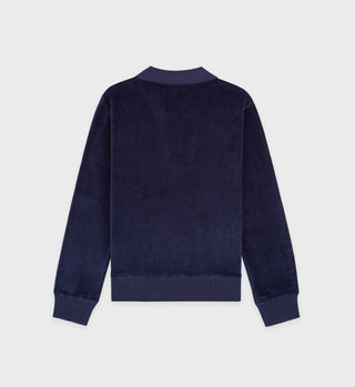 SRC Velour Longsleeve Polo - Navy/White