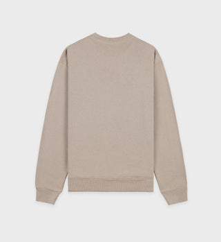 Back packshot view of tan crewneck