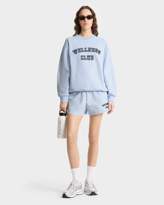 Wellness Club Flocked Crewneck - Ciel/Dark Navy
