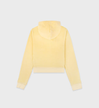 Back view of the SR Tennis Terry Zip Hoodie in Almond/Pomodoro, made from premium Cotton Terry with long sleeves and hood. Crafted in Portugal, shown laid flat on a white background.