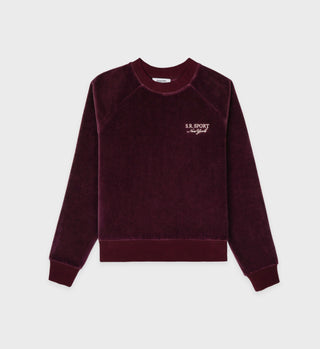SR Sport Velour Crewneck - Merlot