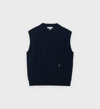 SRC Cableknit Vest - Navy/White