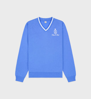 Vendome V-Neck Sweatshirt - Atlantic/White